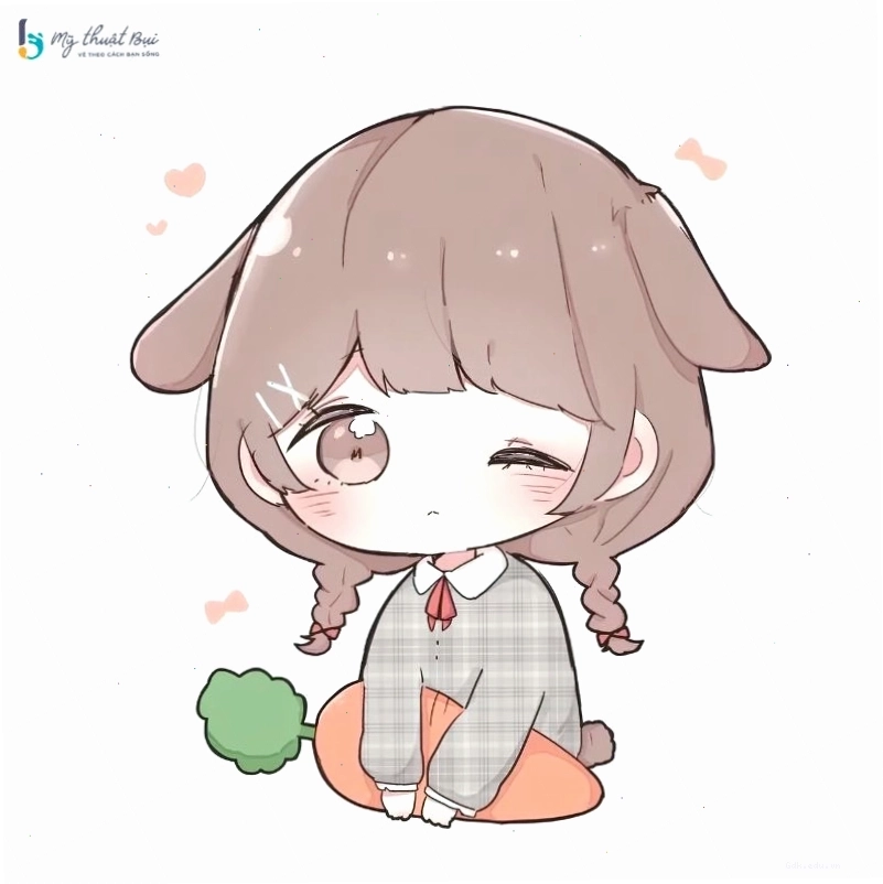 Nhân vật chibi nữ với phong cách vẽ đơn giản