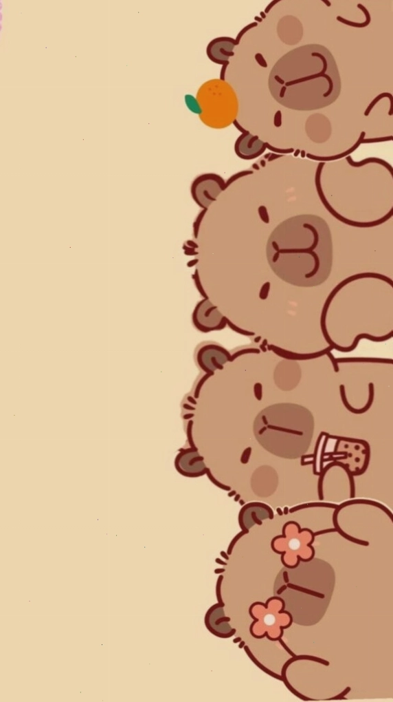 Nhóm capybara xếp hàng vô tri thể hiện sự đáng yêu
