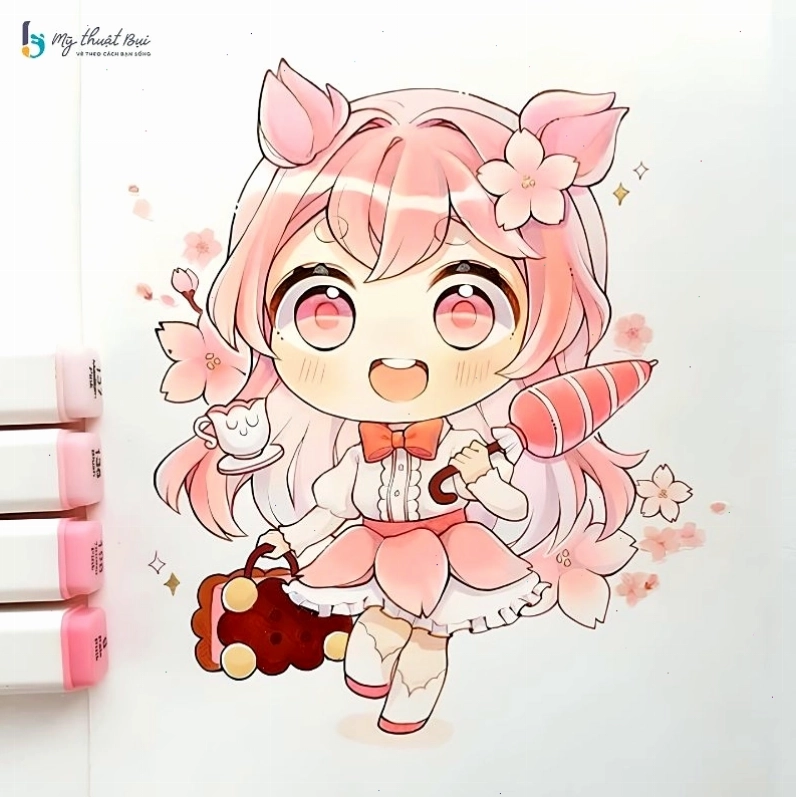 Nữ thần chibi dễ thương với đôi cánh thiên thần