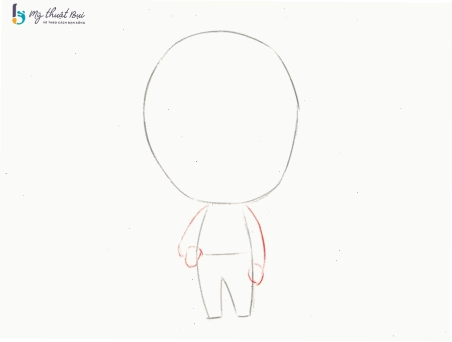 Phác thảo dáng người chibi nam làm nền cho việc vẽ tóc
