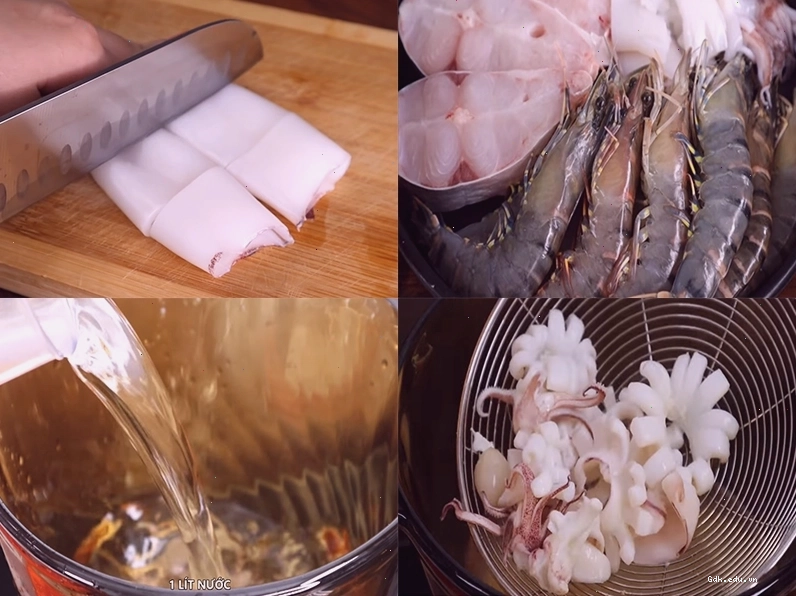 Sơ chế hải sản tươi sống cho lẩu mắm