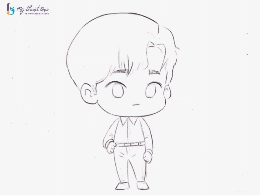 Tô màu hoàn thiện tranh vẽ chibi nam