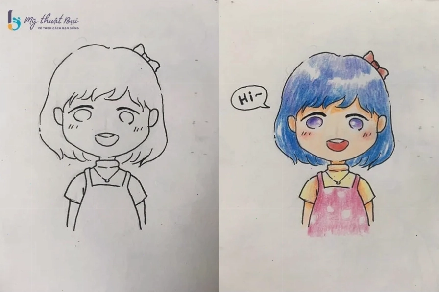 Tô màu tươi tắn cho nhân vật chibi nữ