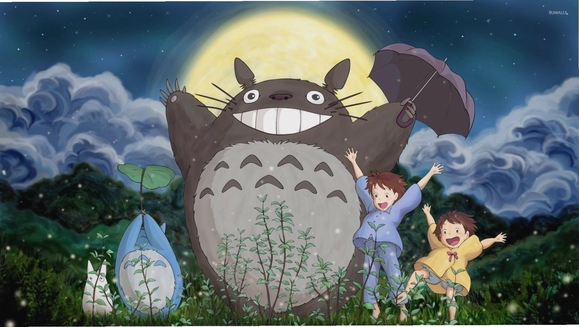 Totoro Wallpaper HD với nền trời đêm đầy sao