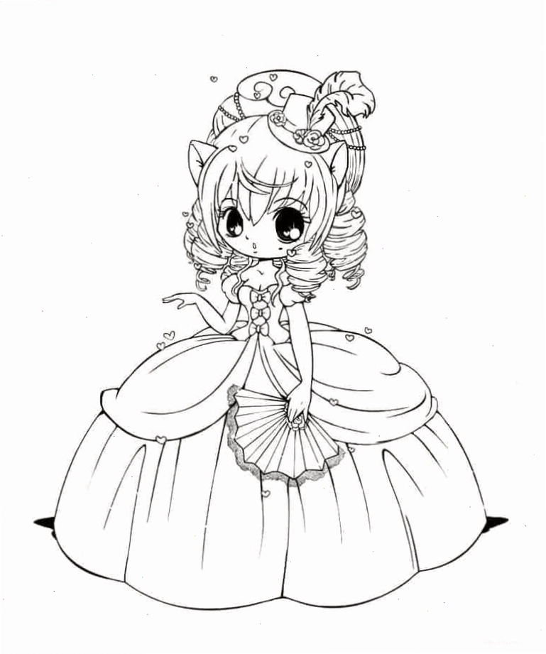 Tranh tô màu công chúa anime cực kỳ đáng yêu