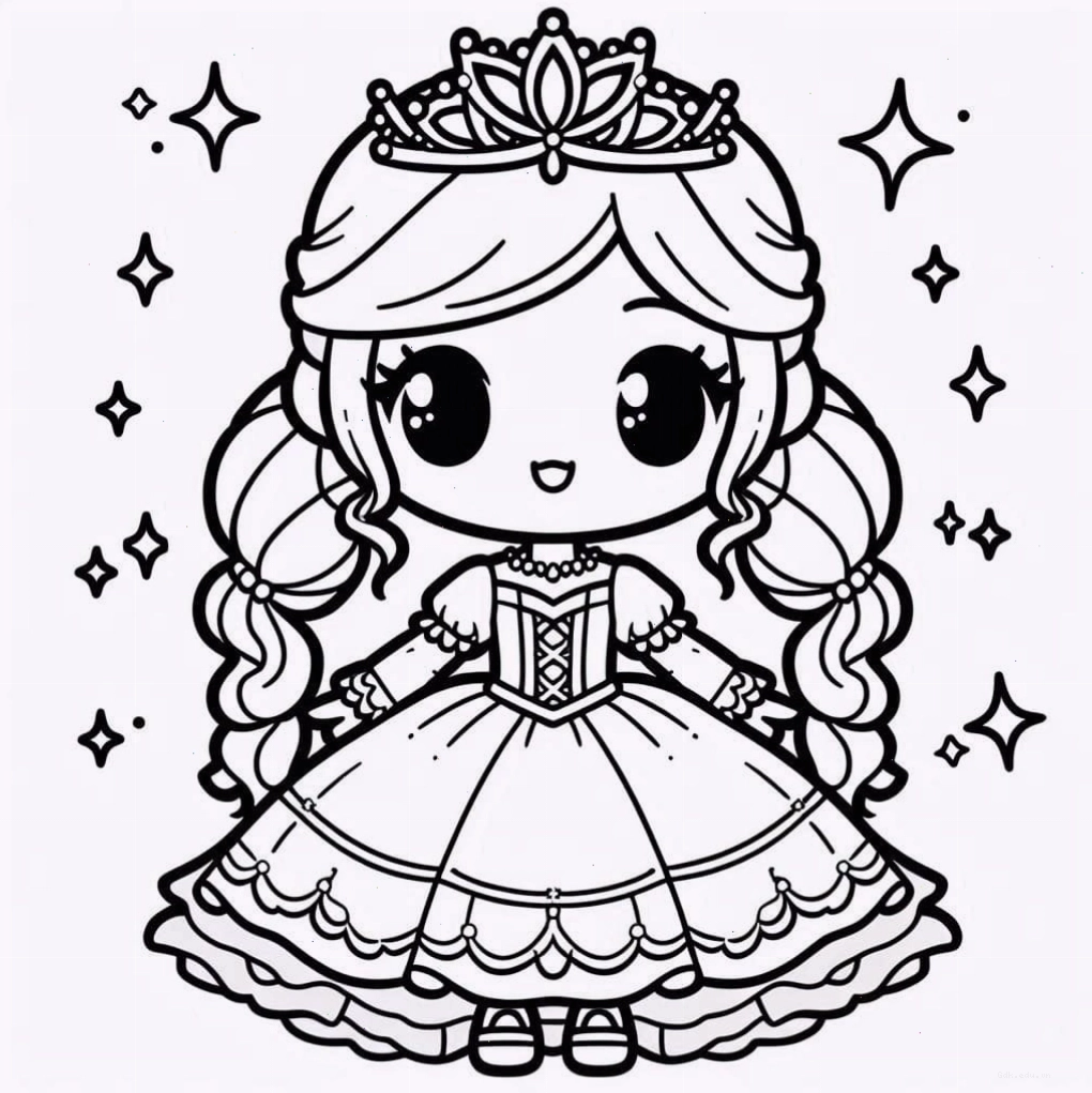 Tranh tô màu công chúa chibi cute nhất