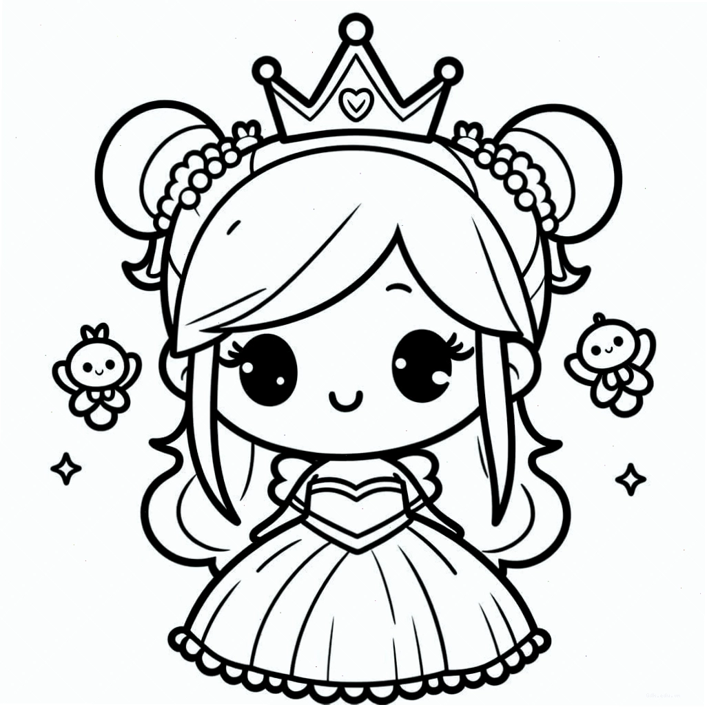 Tranh tô màu công chúa chibi đẹp lung linh