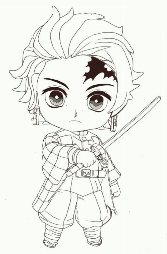 Tranh tô màu Tanjiro chibi