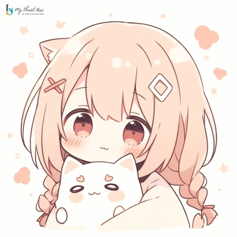 Tranh vẽ anime chibi cute đơn giản cho cô gái