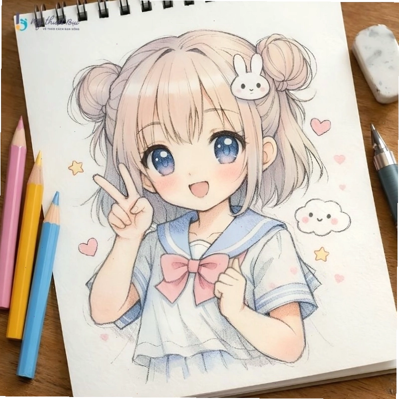 Tranh vẽ anime nữ đẹp