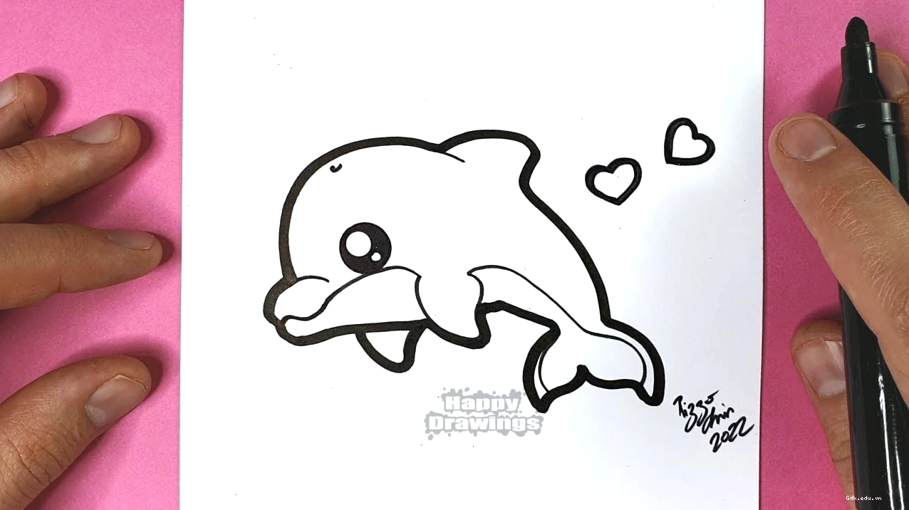Vẽ cá heo chibi kawaii