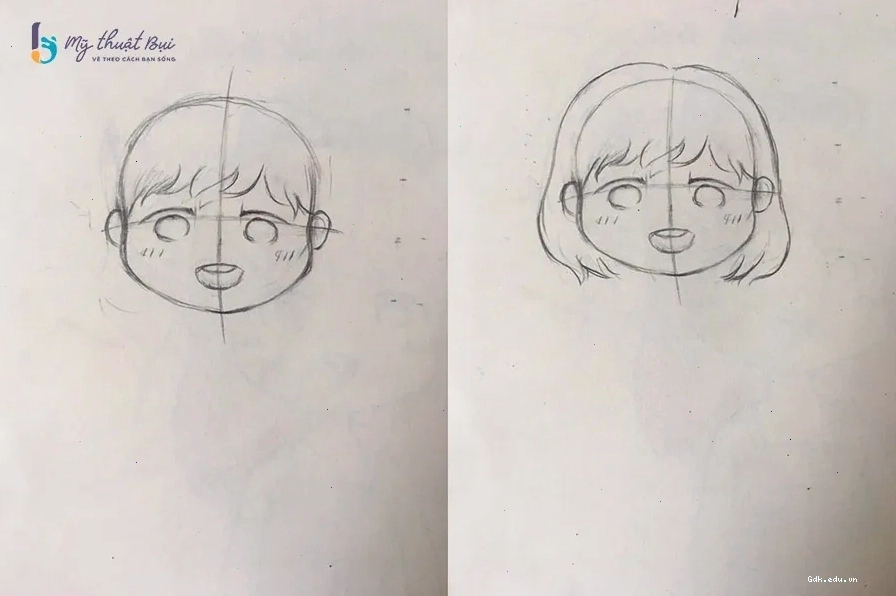 Vẽ các lọn tóc mềm mại cho nhân vật chibi nữ