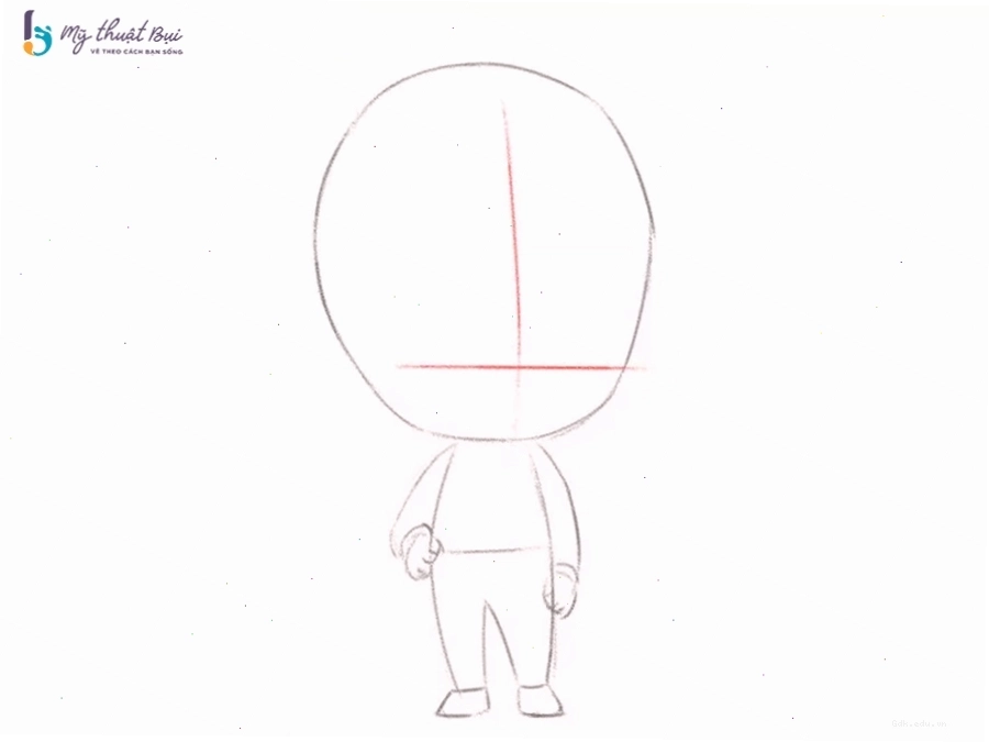 Vẽ khuôn mặt chibi nam và phác thảo đường chân tóc