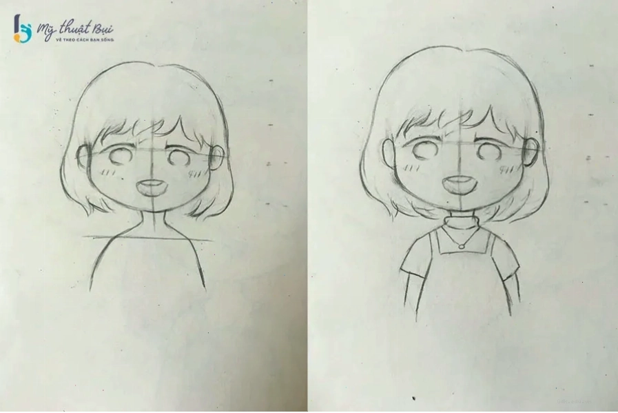 Vẽ thân hình nhỏ nhắn và trang phục đơn giản cho chibi