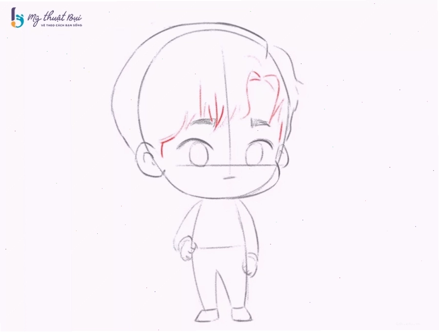 Vẽ tóc cho nhân vật chibi nam