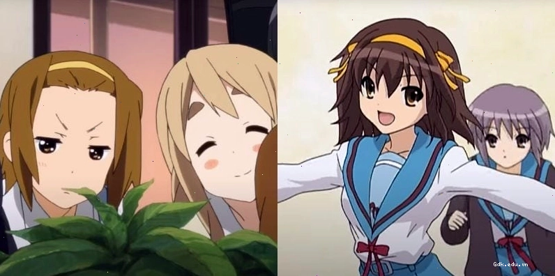 Ví dụ về phong cách Moe trong K-On! và Melancholy of Haruhi